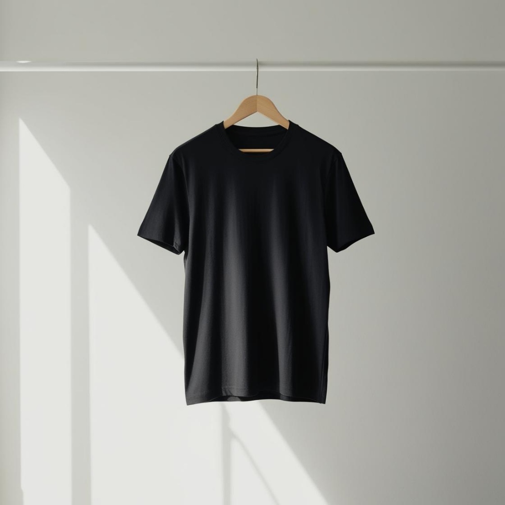 เสื้อยืดผู้ชายแขนสั้นสีดำ