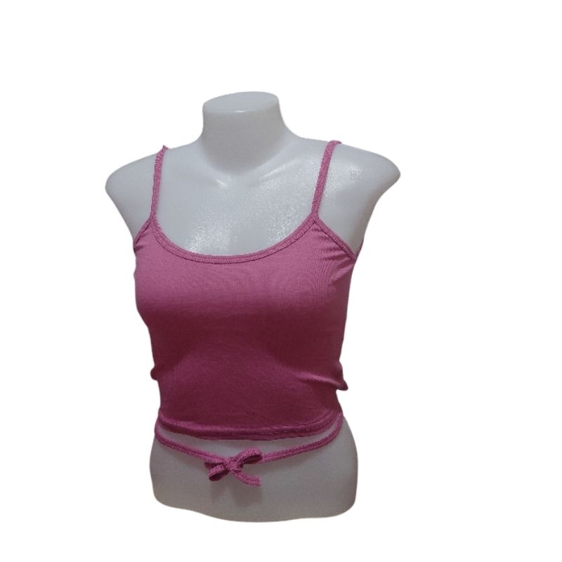 เสื้อสายเดี่ยวครอปไขว้ผูกหลังเลือก ไขว้พันเอว และผูกหลัง ครอปเก๋ๆ ขนาดฟรีไซด์ อกยืดได้ 30-34 ใส่แนบตัว เข้ารูป - รูปที่ 5