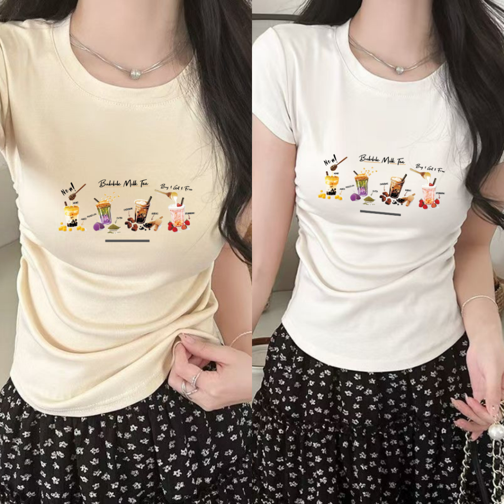 พร้อมส่ง เสื้อยืดสวย ผู้หญิง เสื้อยืด แฟชั่น แขนสั้น คอกลม ทรงสลิมฟิต เสื้อสาวอวบ หลากสี เสื้อยืดรัดรูป หลายรูปแบบ
