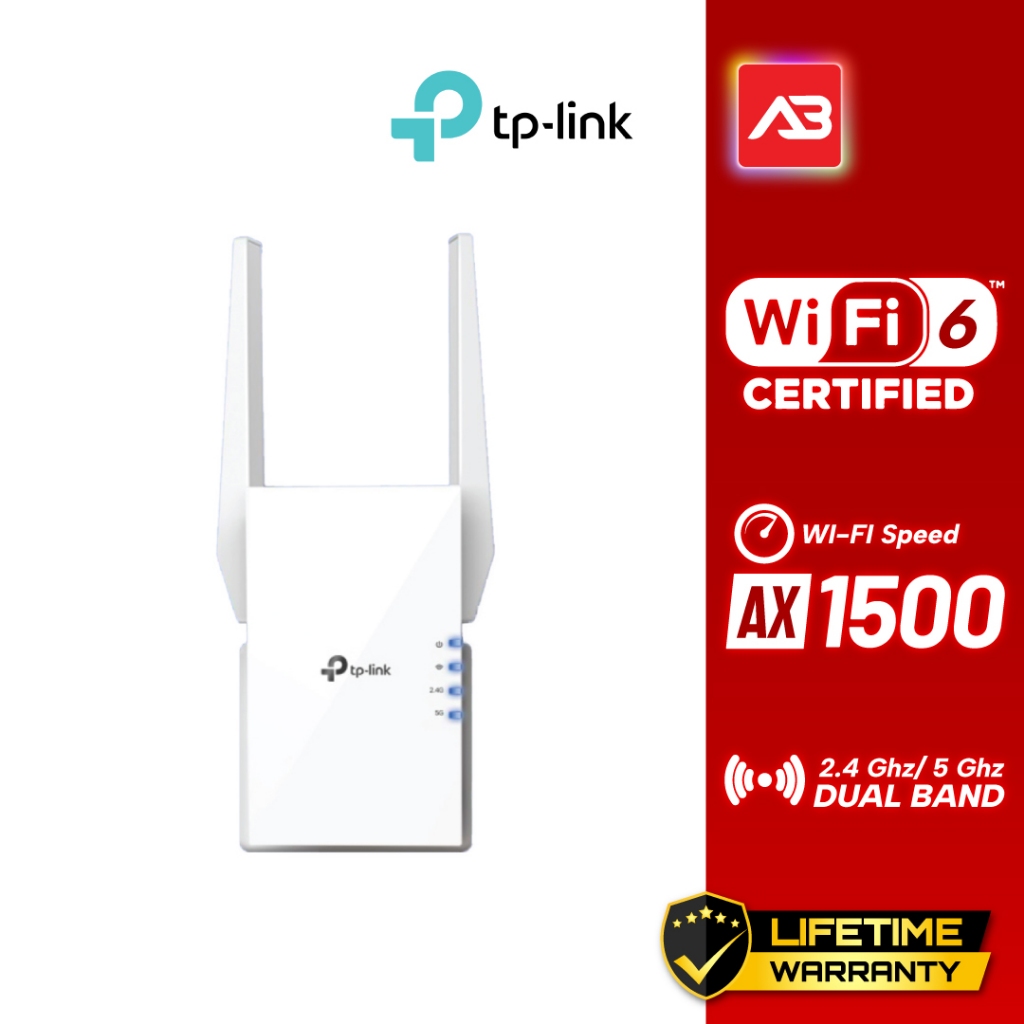 TP-Link AX1500 Wi-Fi 6 Dual Band Wireless Wall Plugged Range Extender รุ่น RE505X