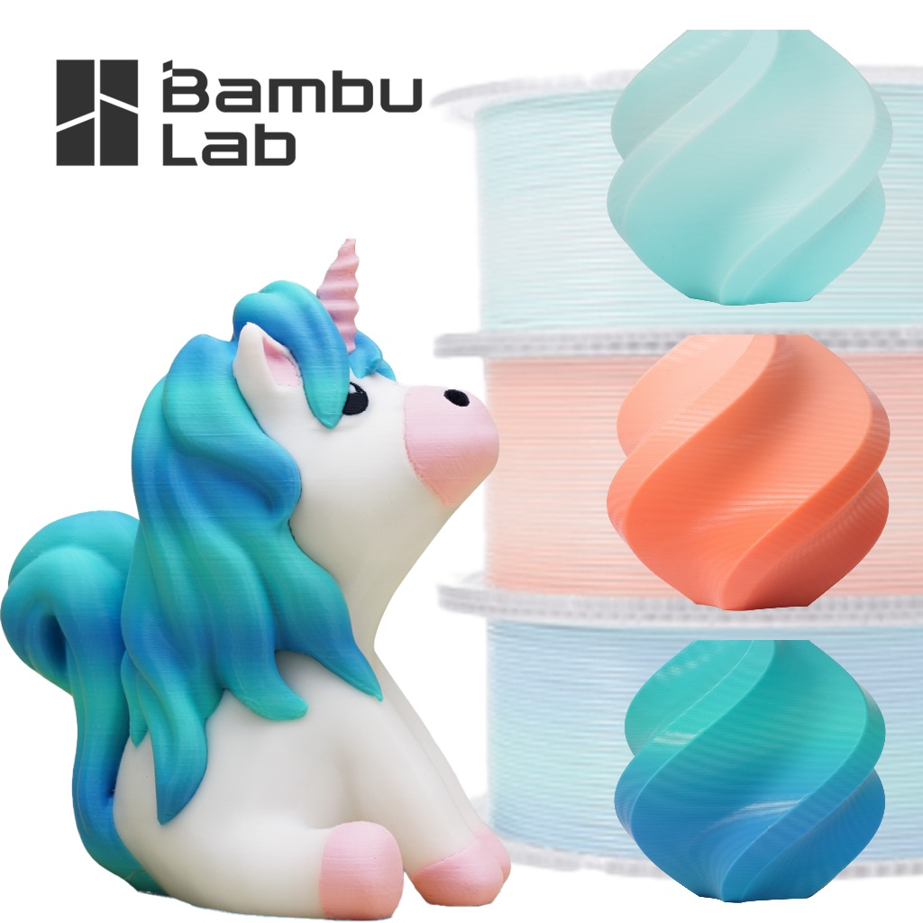Bambu lap PLA Basic Gradient การไล่เฉดสีแบบสองสีอ่อน รองรับ AMS และ AMS lite