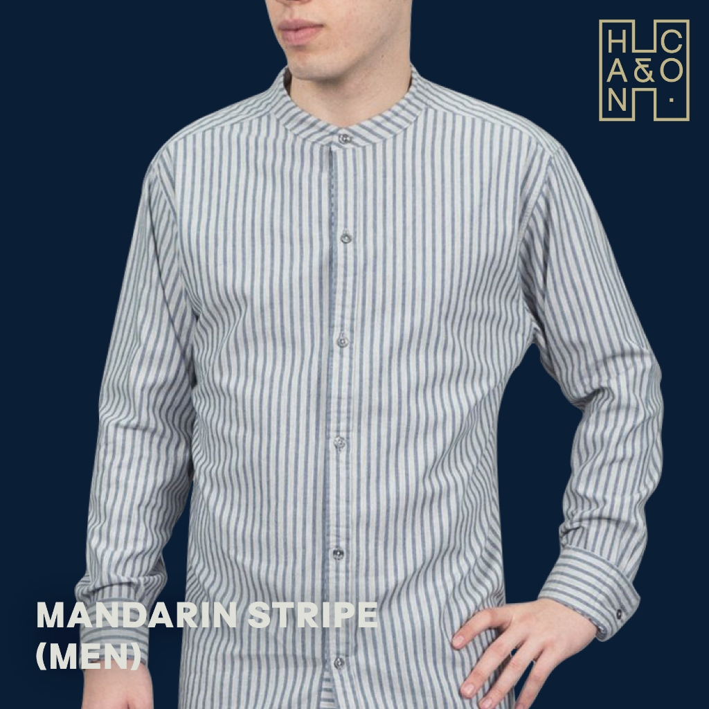 Han&Co. Mandarin Stripe Long Sleeve- เสื้อเชิ้ตแขนยาวลายทาง (MEN)