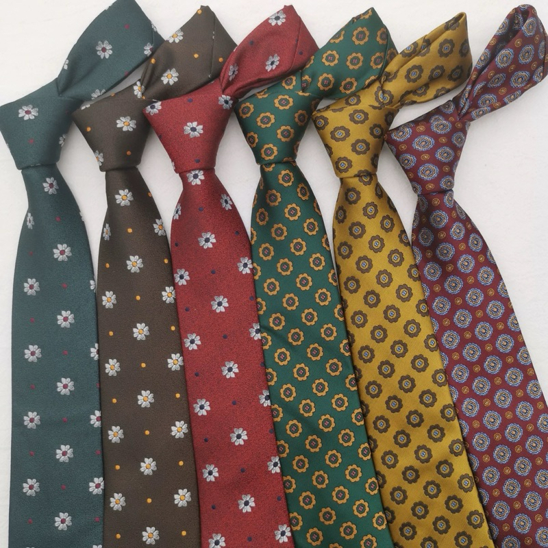 NECKTIE NUTTHA  – พร้อมส่ง       เนคไทวินเทจ เนคไทลายดอกไม้