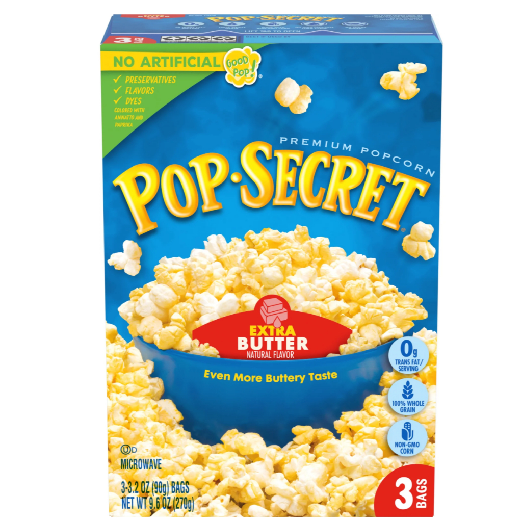 Pop Secret Extra Butter Popcorn 270g ป๊อปซีเคร็ท ป๊อปคอร์น ไมโครเวฟ เอ็กซ์ตร้า บัตเตอร์
