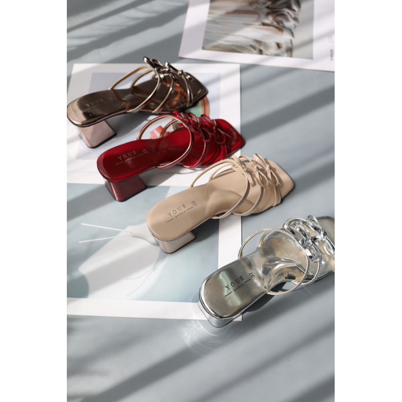 YOURSHOES Z10 / รองเท้าแต่งหน้าโบว์ ส้นสูง 2.5 นิ้ว รองเท้าส้นสูง รองเท้าส้นหนา