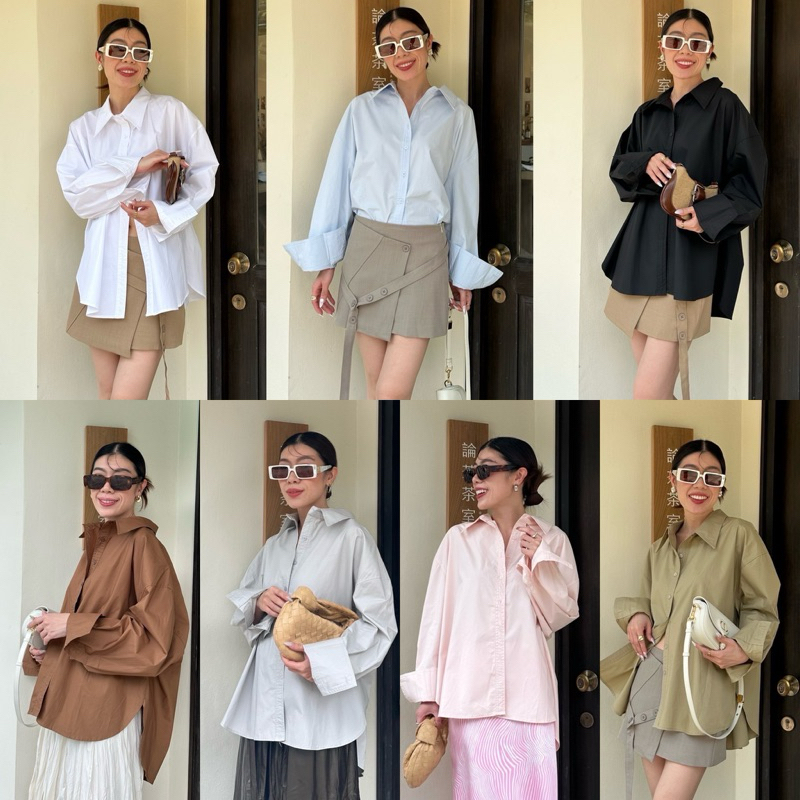 6787 Oversize Shirtเสื้อเชิ้ตทรงโอเวอร์ไซส์ชายโค้งหน้าสั้นหลังยาว 130☀️🥑STUDIOX2 SUMMER LINEN OVERSIZE SHIRT ผ้าลินิน