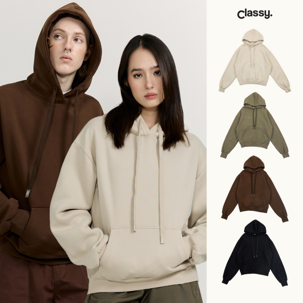 Classy - เสื้อฮู้ด Oversized เเขนยาว รุ่น Basic Hoodies