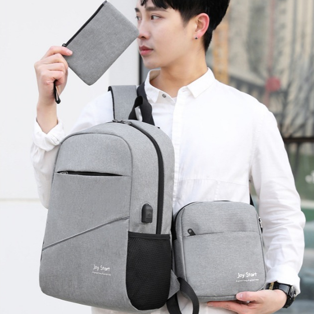 ซื้อ1 ได้3 เซ็ตกระเป๋าเป้ สะพายหลังผู้ชาย สไตล์เกาหลี รูปที่ 3