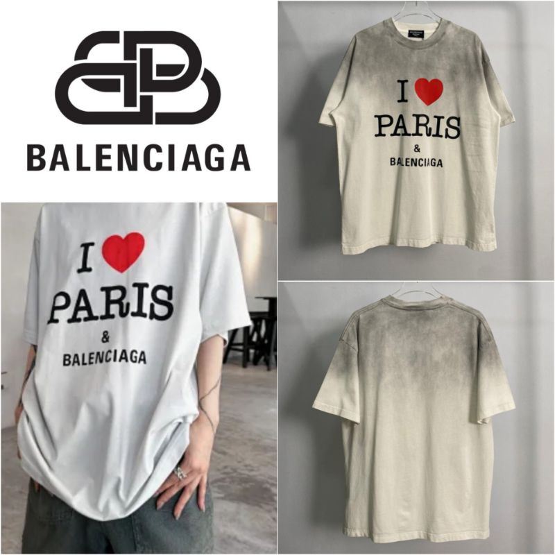 เสื้อยืดแขนสั้น Balenciaga I Love Paris Cotton T-Shirt (สีขาว)