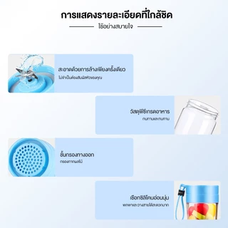 Yotex เครื่องปั่นน้ำผลไม้ เครื่องปั่นน้ำผลไม้พกพา 6 ใบมีด Juice Blender กำลังไฟ 250W ไร้สายแบบพกพา ความจุ 380mL