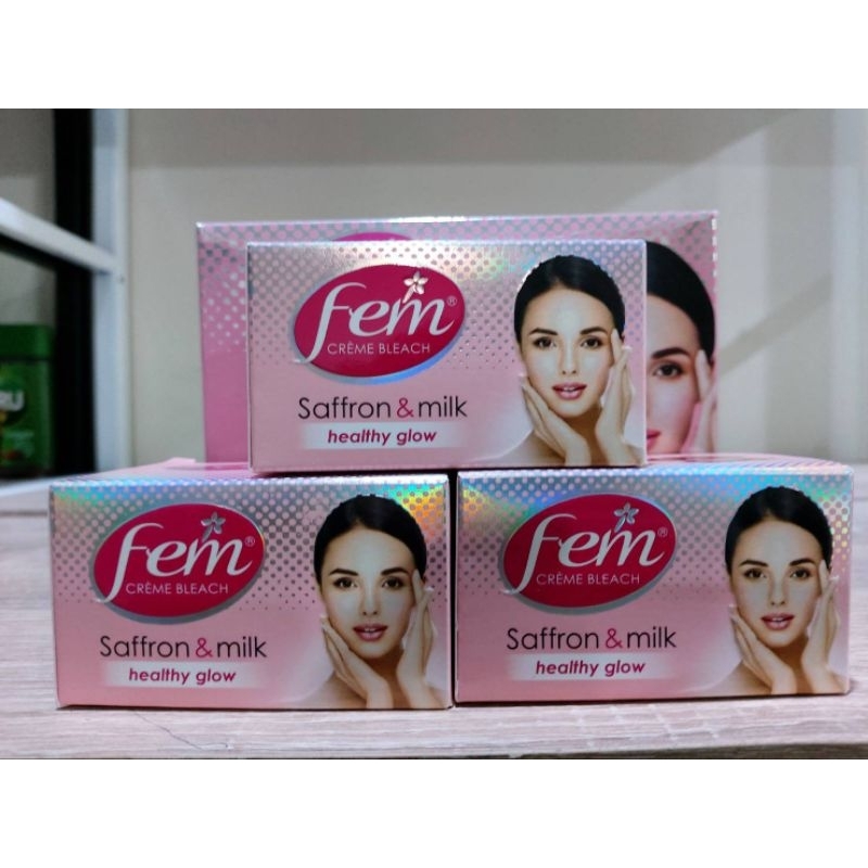 Fem กล่องชมพู ที่ย้อมคิ้ว ครีมย้อมคิ้ว สีคิ้ว Fairness Naturals Saffron Skin Bleach อ่อนโยน 40g
