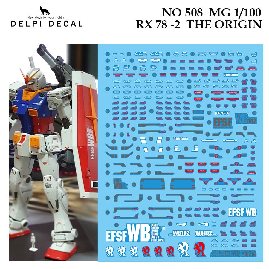 ดีคอลน้ำ [DELPI] 508 MG1/100 RG 78-2 THE ORIGIN GUNDAM WATER SLIDE DECAL