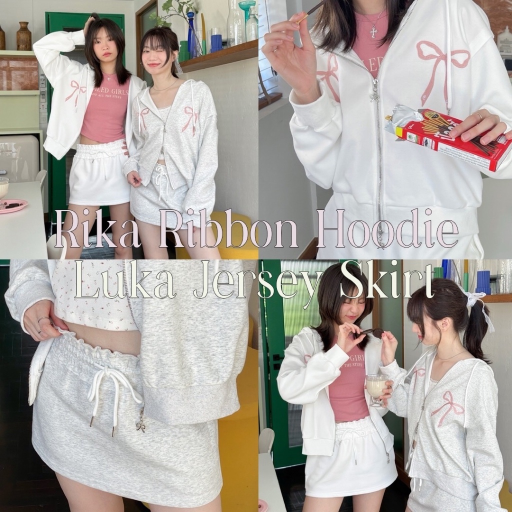 Choosedress A7156 Rika Ribbon Hoodie  A0565 Luka Jersey Skritเสื้อเเขนยาวมีฮู้ดแต่งโบว์ และกระโปรงสั้นมีเชือกผูกด้านหน้า