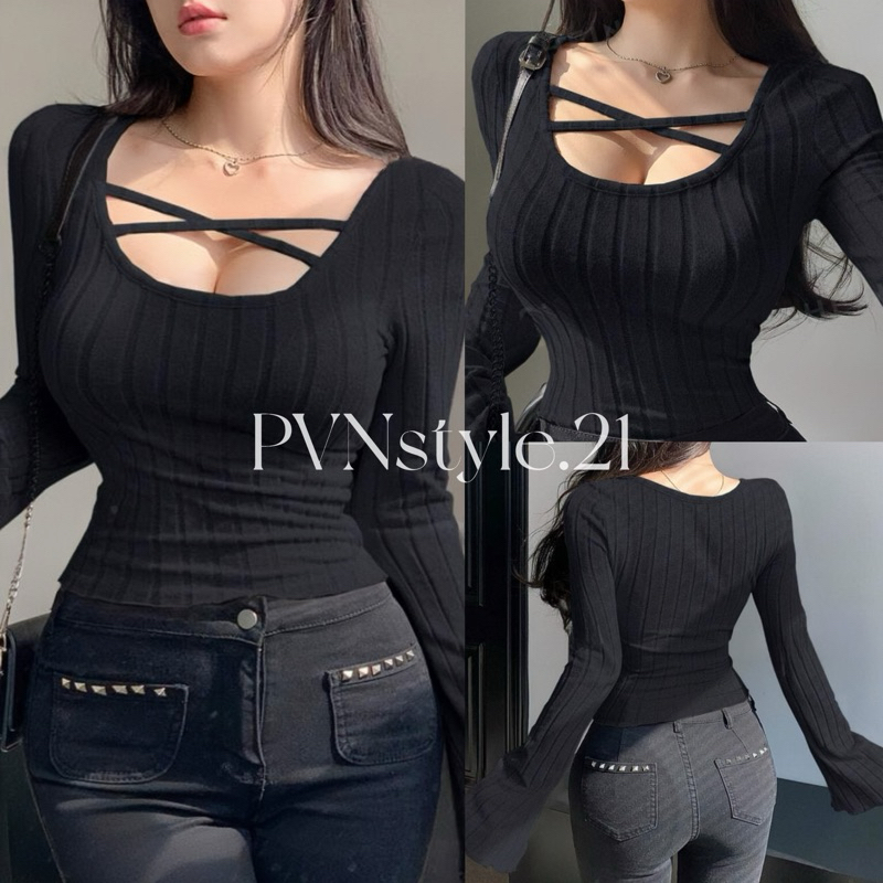 (ไซส์ใหญ่) เสื้อแขนยาวแขนกระดิ่งผ้าสำลี อก 38-54