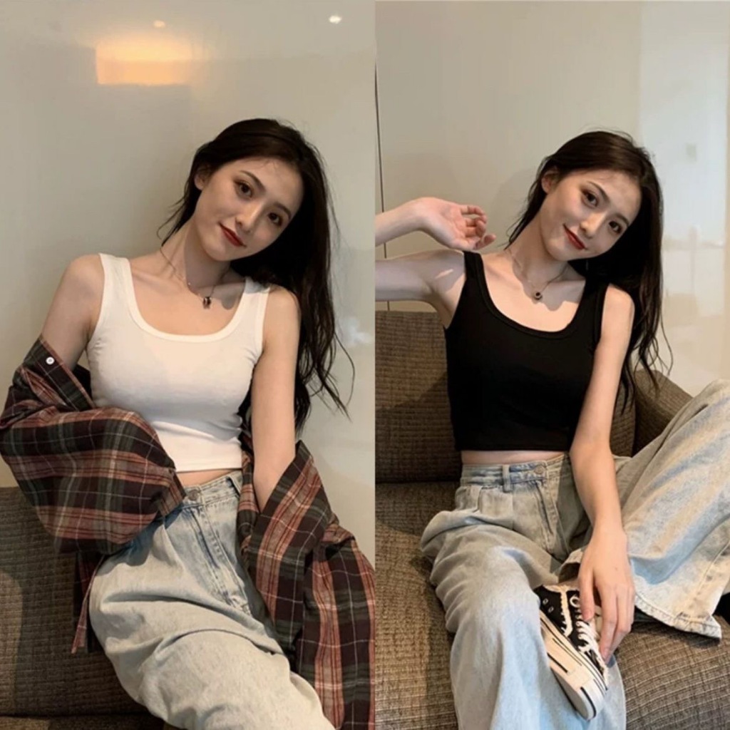 เสื้อกล้าม สินค้าพร้อมส่งจากไทย เสื้อกล้ามครอป แบบครึ่งตัว ผ้าคอตตอน สาวอวบ ไม่ร้อน ใส่สบาย แฟชั่น สีพื้น