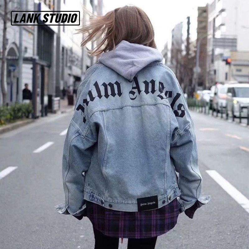 PALM20SS Letter Print Denim Jacket Men and Women Couples ANGELS Loose Jacket Palm Angel