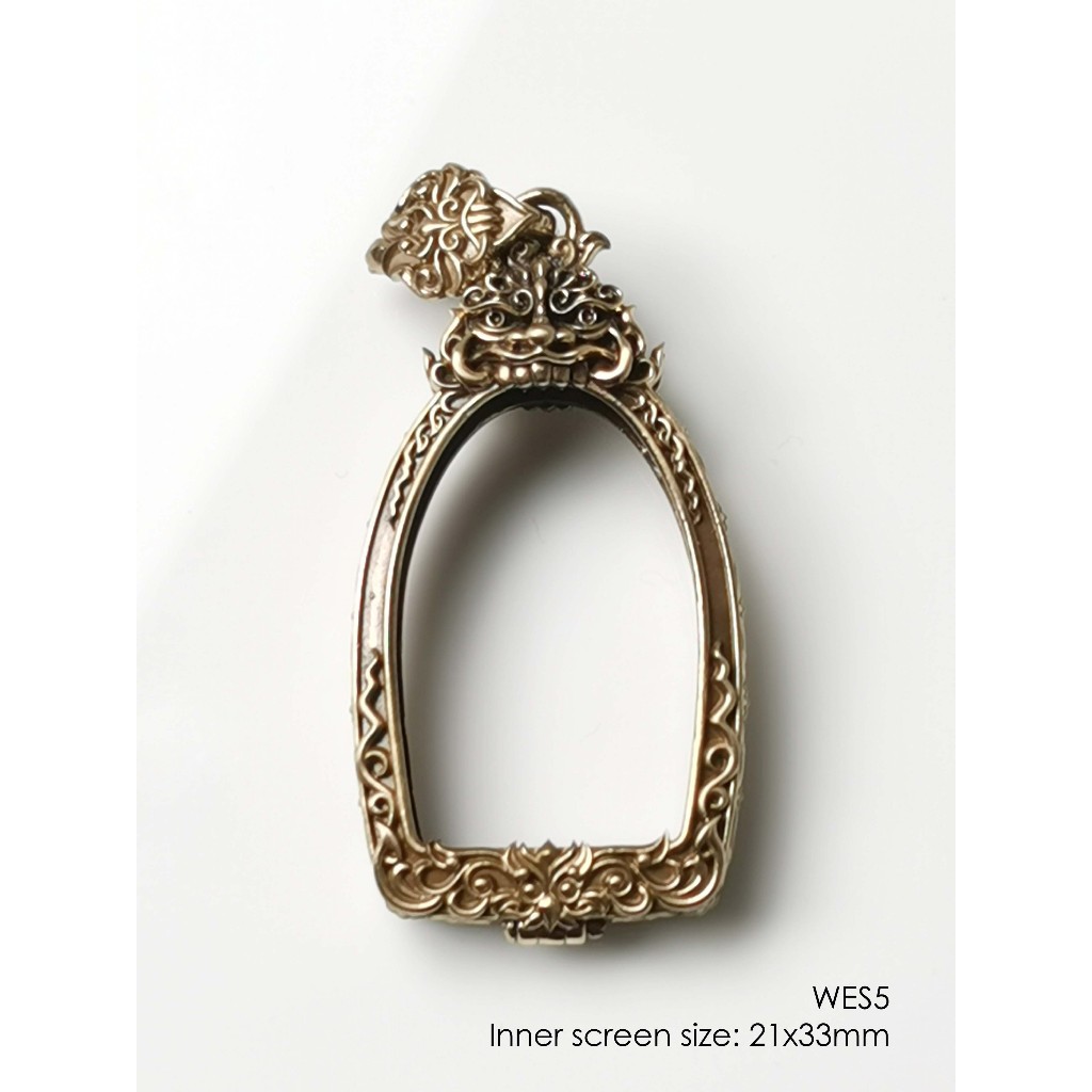 WES5GoldenBronze Wessuwan amulet casing 21x33mm กรอบบรอนซ์ทอง เวสสุวรรณ5