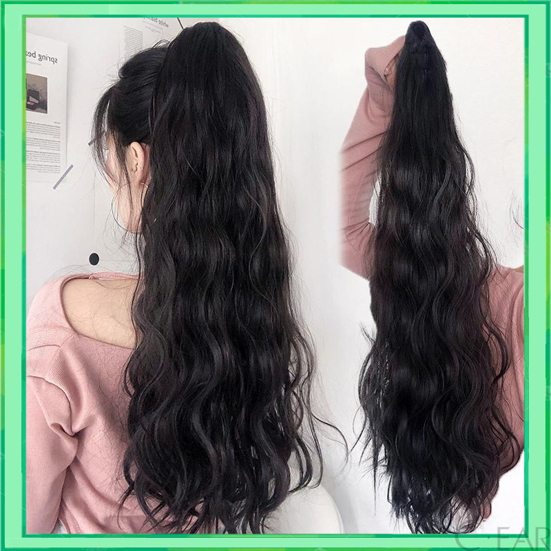 35/45/55ซม ธรรมชาติยาวหยิกผมหางม้าสูงคลิป แฮร์พีชหางม้าแบบหนีบ แฮร์พีชหางม้า วิกผมยาวหยิกพร้อมคลิปกรงเล็บ วิกผมตรง