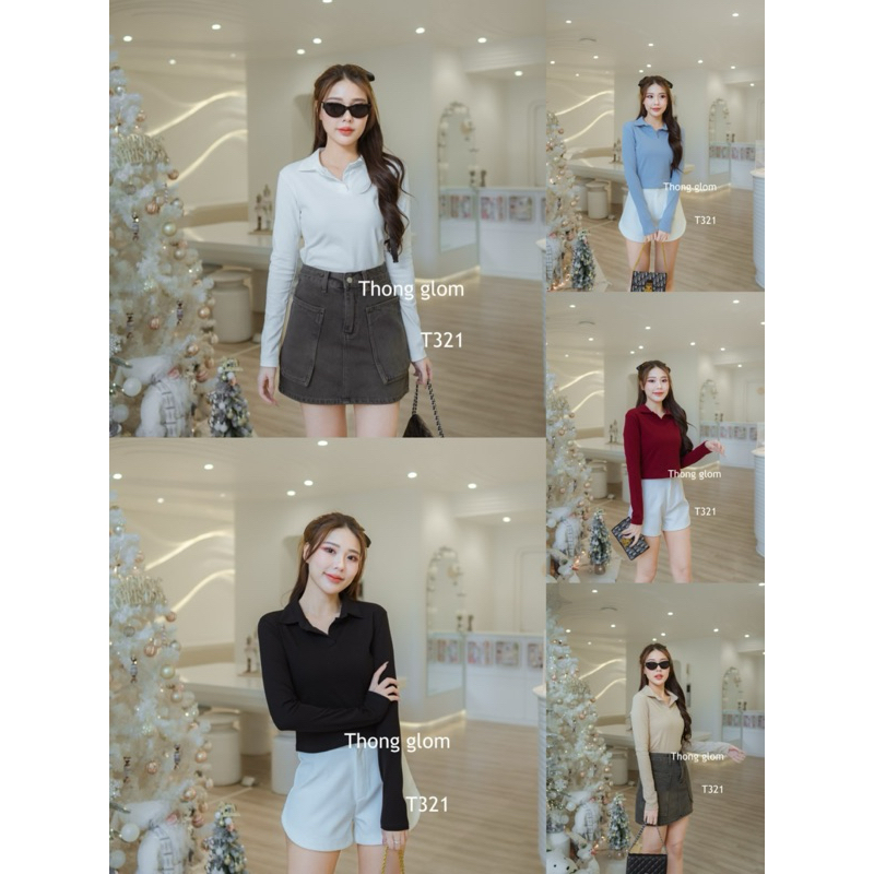 New arrival เสื้อแขนยาวคอปก เนื้อผ้ายูนิโคล่ นุ่ม ใส่สบาย
