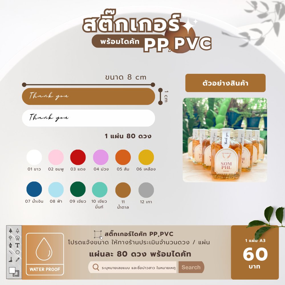 สติ๊กเกอร์คาดฝาขวด ขวดน้ำผึ้งทรงแบน ขนาด 30 ml