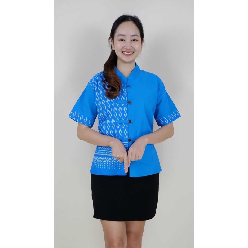 เสื้อพื้นเมือง เสื้อผ้าไทยผ้าฝ้าย ลายขอ