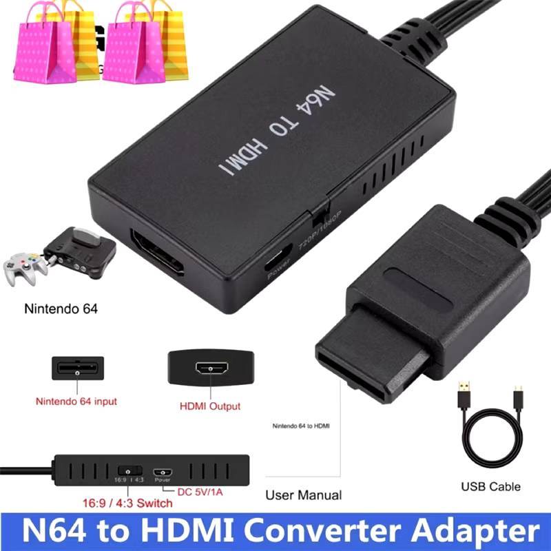 สำหรับ NGC/SNES/N64 To HDMI Converter อะแดปเตอร์สำหรับ Nintendo 64สำหรับ GameCube Plug และ Play full
