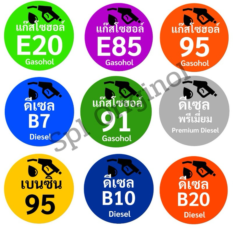 สติ๊กเกอร์ น้ำมัน สติ๊กเกอร์PPกันน้ำ ป้ายน้ำมันกลม ขนาด5×5cm. กันน้ำทนแดด อย่างดี สินค้าพร้อมส่ง