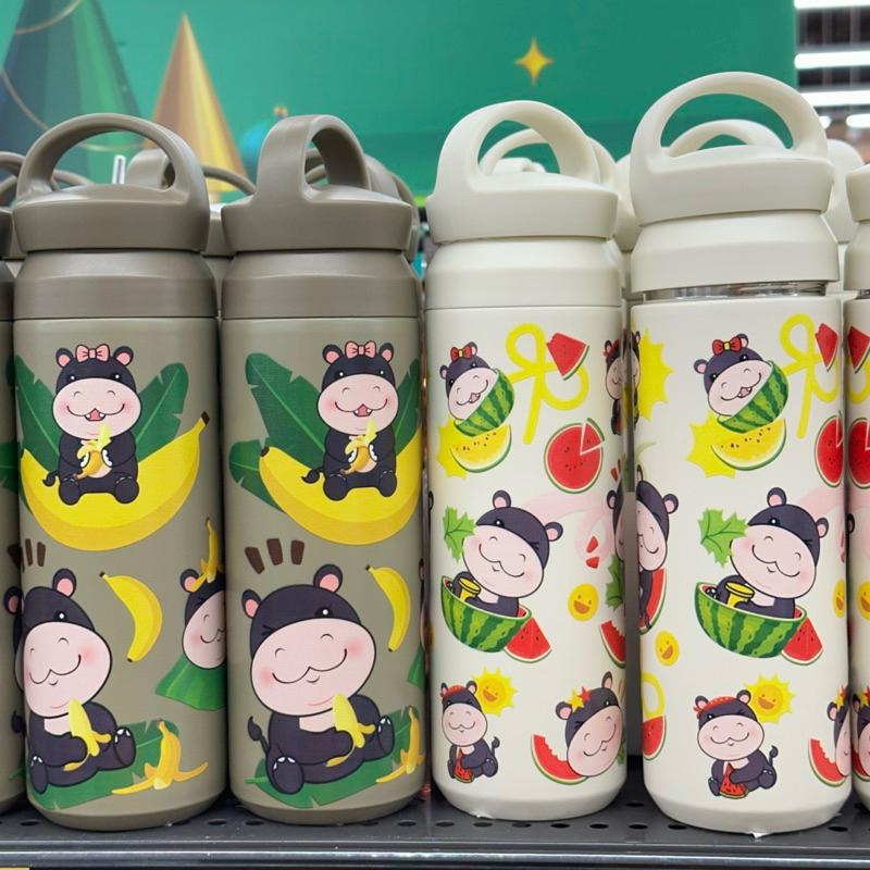 พร้อมส่งในไทย แก้วเก็บความเย็น ฮิปโป หมูเด้ง 500ml