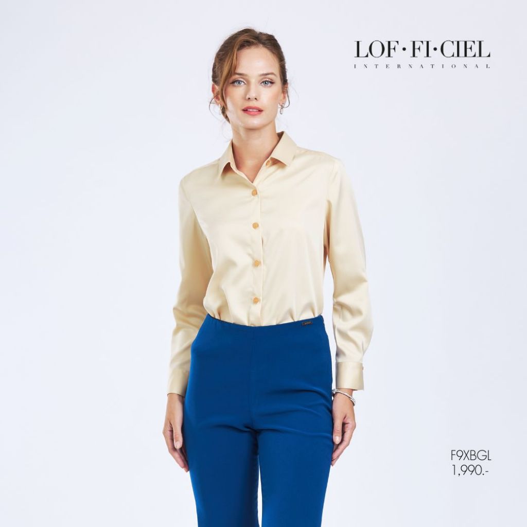 LOF-FI-CIEL เสื้อเชิ้ต เนื้อผ้า silk-satin สีทอง F9XBGL