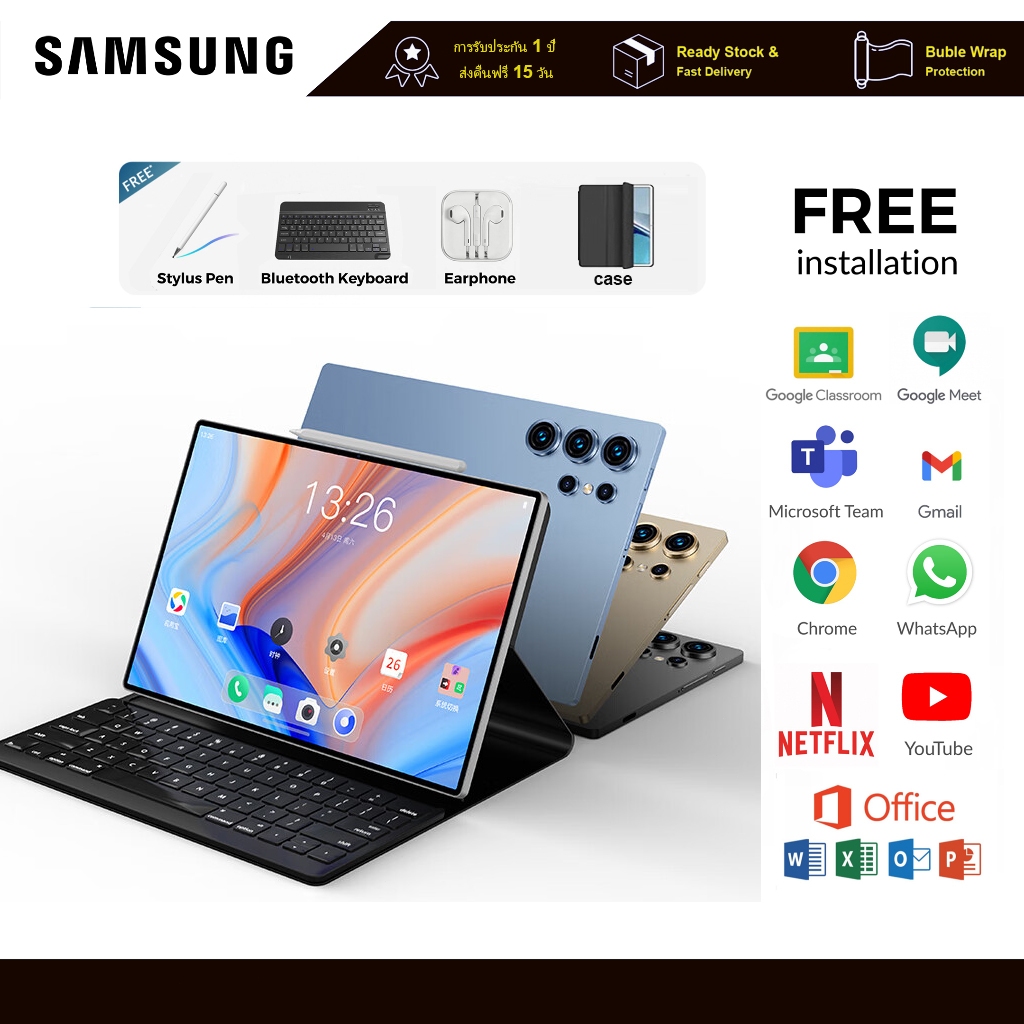 2024 S10 Tablet แท็บเล็ต HD ขนาด 12 นิ้ว 16GB+1TB ROM Dual SIM LTE WiFi 5G Tablet for work games watching videos