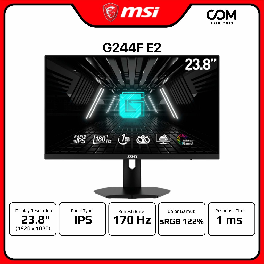 MONITOR (จอมอนิเตอร์) MSI G244F E2 - 24" IPS FHD 180Hz BY  COM COM (3Y)