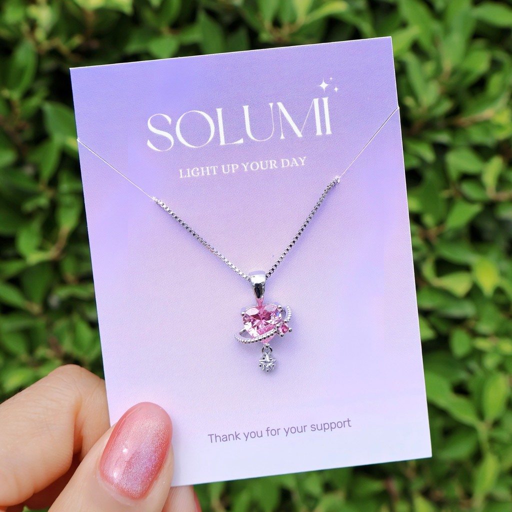 สร้อยหัวใจ มีวงแหวนประดับเพชร SOLUMI Heart of Stardust Necklace สร้อยคอ Nickel free