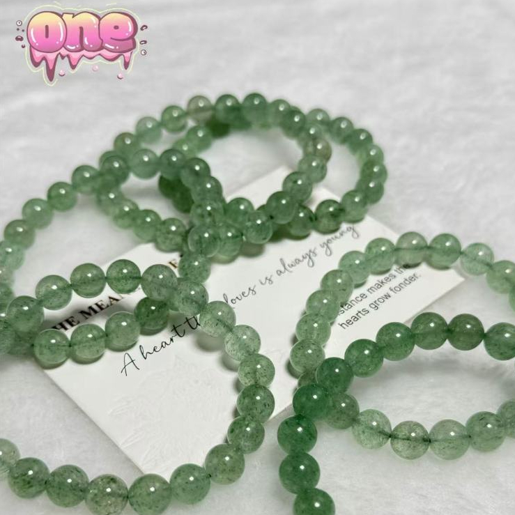 สร้อยข้อมือคริสตัลสตรอเบอร์รี่ธรรมชาติ สร้อยข้อมือควอตซ์สตรอเบอร์รี่ธรรมชาติ ขนาด 9 มิล