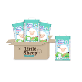 [4 แถม 4] Little Sheep (M-XXXL) x4 แพ็ก ฟรีทิชชู่เช็ดหน้า x4 กางเกงผ้าอ้อมเด็ก บาง นุ่ม แห้งสบาย [ส่งฟรี]