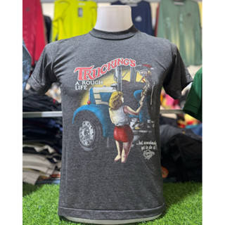 3Dเสื้อผ้าบางสีเทาเฟดสกรีนลายหน้าหลัง ไม่มีตะเข็บข้าง ผ้านิ่…