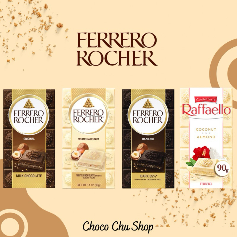 Ferrero Rocher Bar / Raffaello bar ขนาด 90g - ความอร่อยเหนือระดับใน 4 รสชาติ หรูหราทุกคำ
