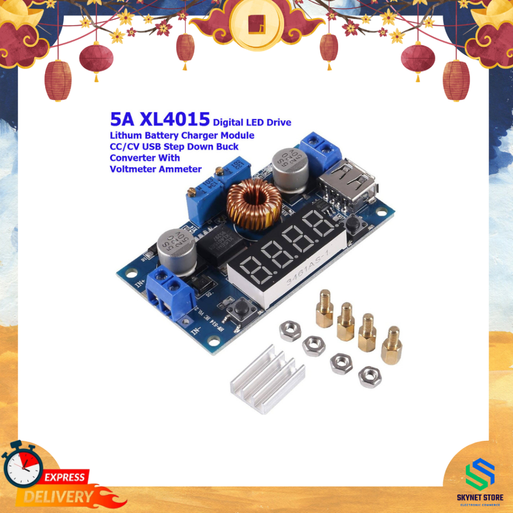 5A XL4015 constant voltage and constant current step-down power supply module voltage and current di