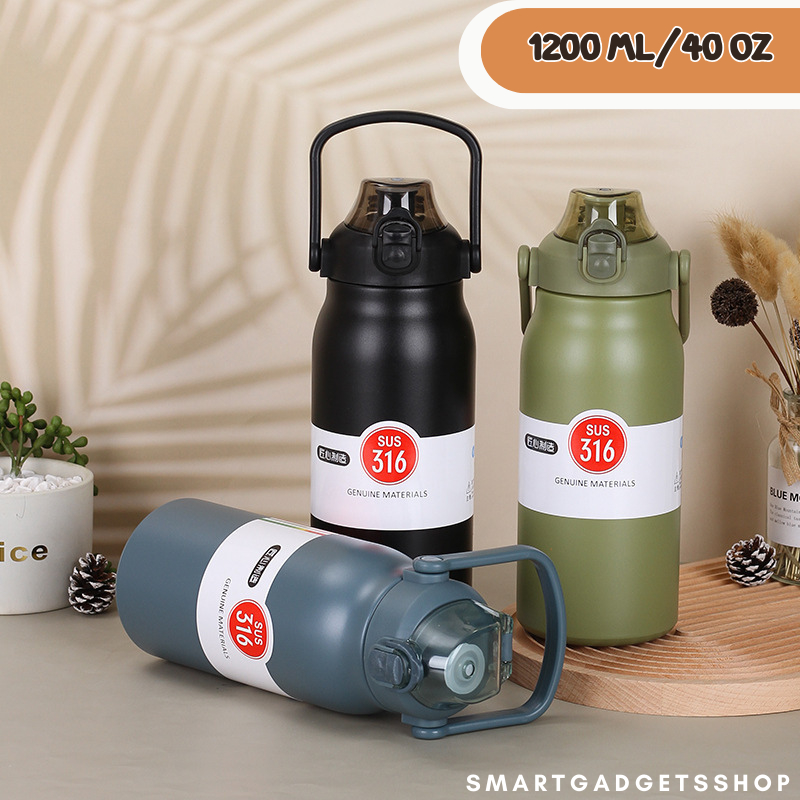 [🅢🅜🅐🅡🅣🅖🅐🅓🅖🅔🅣] PANDA มีหูหิ้ว กระบอกน้ำ แก้วน้ำเก็บความเย็น สแตนเลส 1200 ml