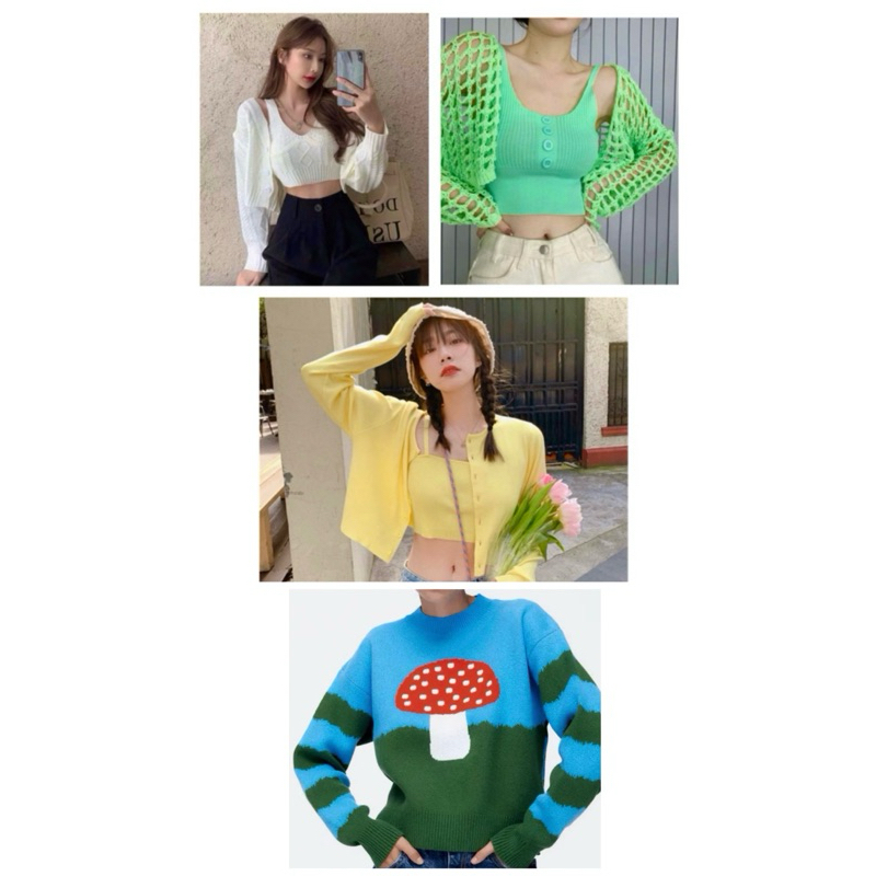 Set เสื้อไหมพรมแขนยาว+สายเดี่ยวไหมพรม ของใหม่มือ1