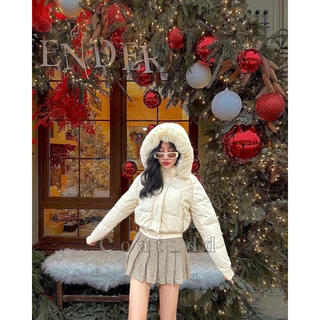 DD(no.79)🌨️Winter blooming faux fur hoodie cropped 🌨️✨พร้อมส่ง 5 สี (M-2XL)เสื้อกันหนาวน่ารักปุ๊กปิ้ก💫🫶🏻หมวกถอดได้