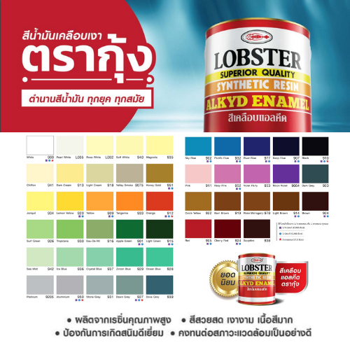 LOBSTER สีน้ำมัน ขนาดจิ๋ว สีทาเหล็ก สีทาไม้ ขนาด 0.085 ลิตร สามารถทาได้ 0.3-0.5 ตรม./เที่ยว สีเคลือบแอลคีด ตรากุ้ง