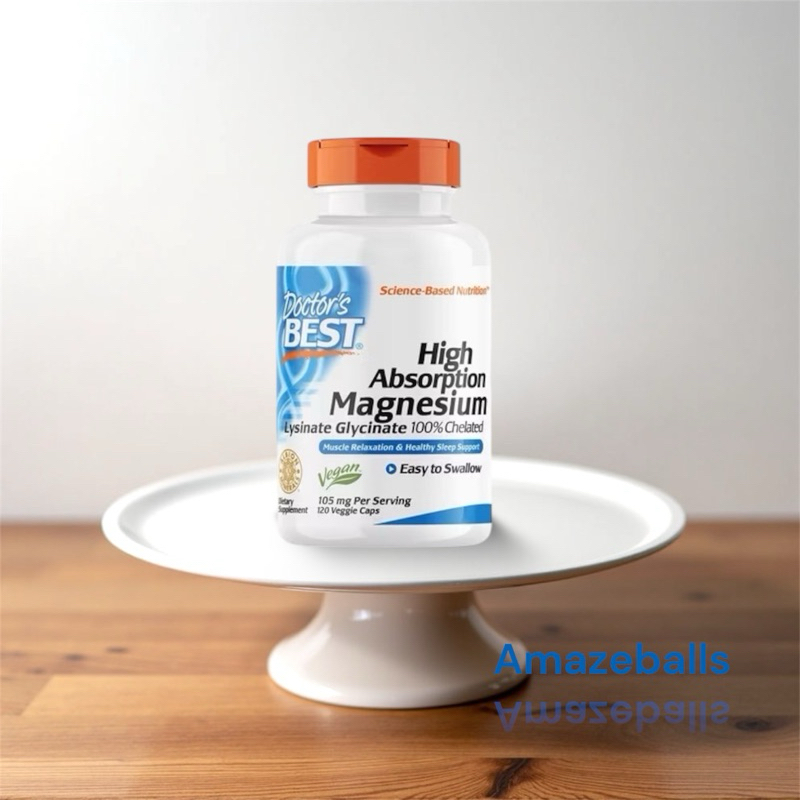 New นำเข้าจาก USA Doctor's Best, High Absorption Magnesium, Lysinate Glycinate 100% Chelated, 105 mg, 120 Veggie