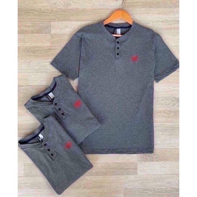 เสื้อยืดคอกระดุม ปักตัวอักษร ผ้าคอตตอน M L XL FL04