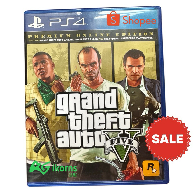 PS4 : GTA5 grand theft auto5 พรีเมียมOnline Edition แผนที่ในกล่อง แผ่นแท้สภาพสวย