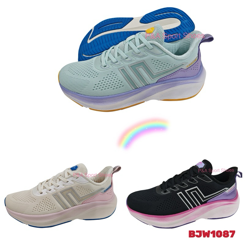 #รองเท้าวิ่งบาโอจิbaoji สีสวยมาก #นุ่มเบาสบาย พื้นสูง 4.5 เซน #bjw1087
