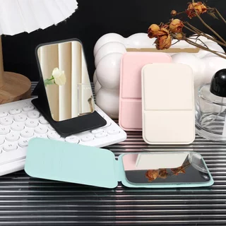 กระจกพกพา กระจกเงา มินิ INS Makeup mirror แบบบาง ตั้งได้ กระจกตั้งได้ เรียบง่าย ความละเอียดสูง กระจกพับได้แบบใช้มือถือ