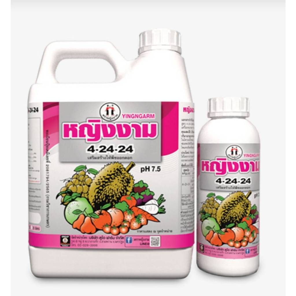 ปุ๋ยน้ำตราหญิงงาม 4-24-24 1 ลิตร  ปุ๋ยน้ำฟอสเฟต สะสมอาหาร สร้างตาดอก ใบเขียวเข้มสมบูรณ์ ขยายขนาดผล
