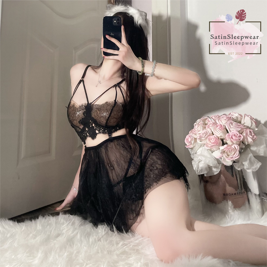 SatinSleepwear💯💯ชุดนอนไม่ได้นอน ชุดลูกไม้เซ็กซี่✨✨วัสดุลูกไม้ตาข่าย ชุดเซ็กซี่ ชุดยั่ว.