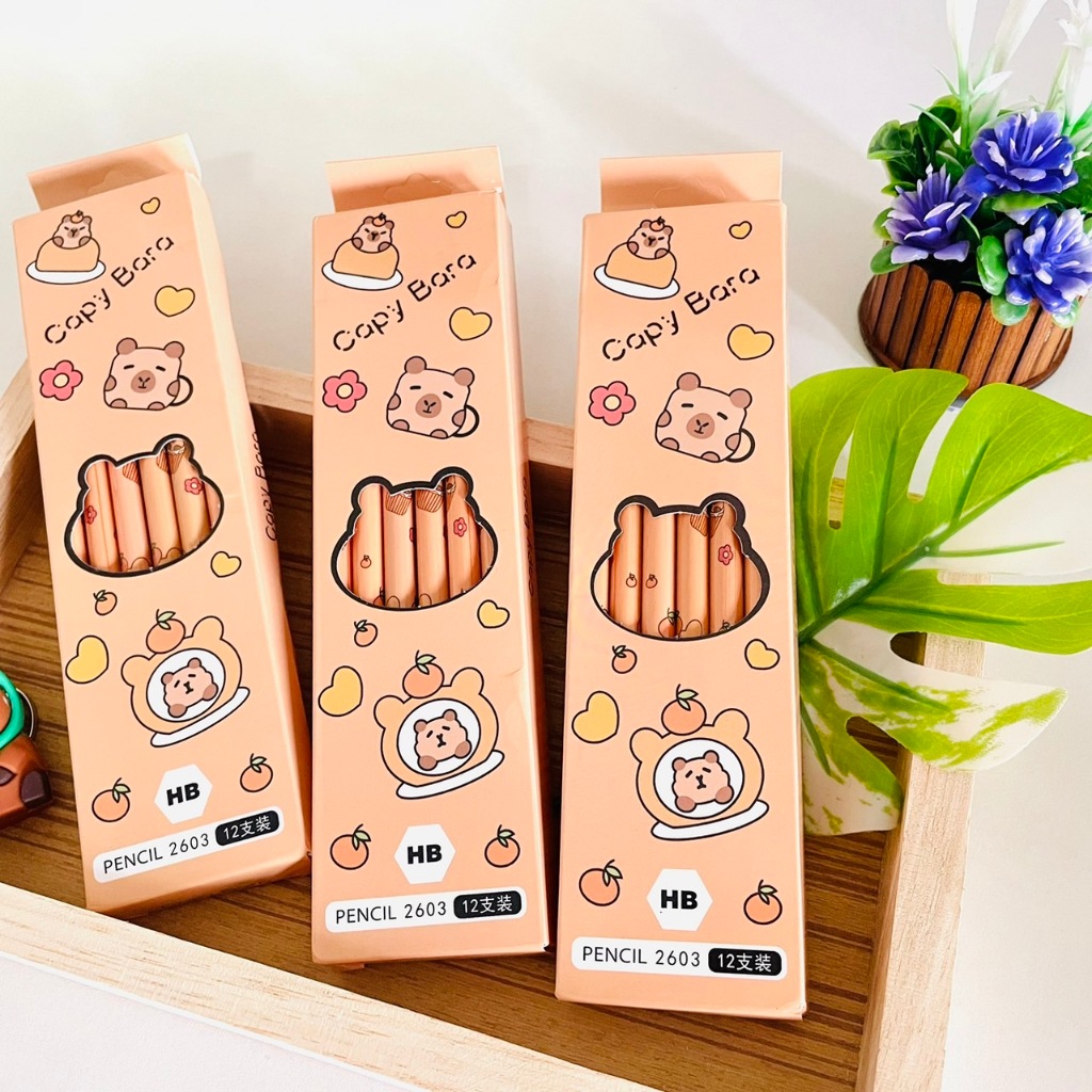 ดินสอแพ็ค 12 แท่ง ลายการ์ตูน คาปิบาร่า Capybara Kapibara พร้อมส่งจากไทย