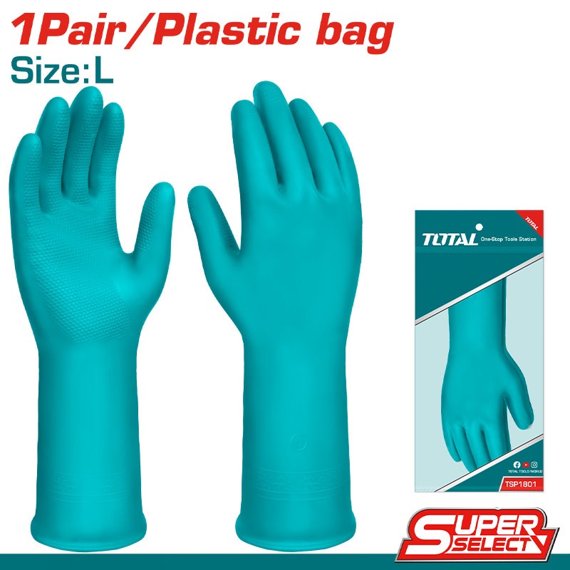 Total ถุงมือยาง พีวีซี สีเขียว Super Select รุ่น TSP1801 ( PVC Globe )